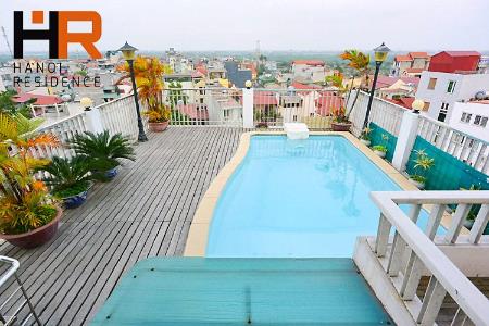 Swimming pool apartment for rent in Tay Ho, balcony, terrace & 2 bed