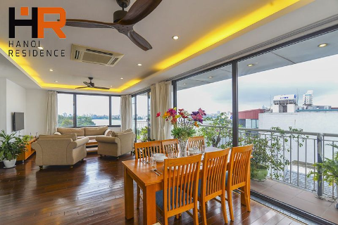 Lake view apartment 03 beds for rent in Tay Ho, balcony & nature light