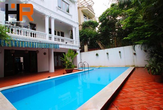 Swimming pool villa for rent in To Ngoc Van - Tay Ho with 5 bedrooms, basic furnished