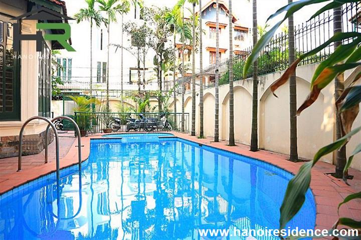 Swimming pool villa for rent with 6 bedrooms and big yard in Tay Ho